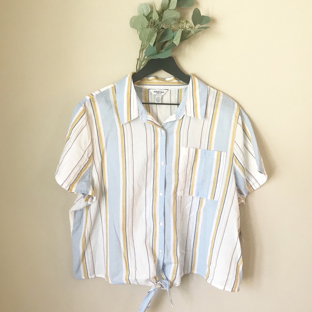 Arizona Jean Company Striped Spring Tie Top Size XXL